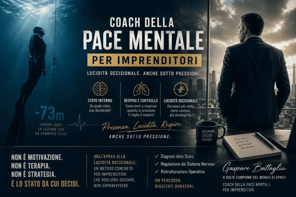 Coach della Pace Mentale per Imprenditori - lucidità decisionale sotto pressione - apnea mentale business - Gaspare Battaglia
